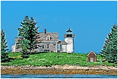 Pumpkin Island Lighthouse on a Summer Day - Digital Painting
